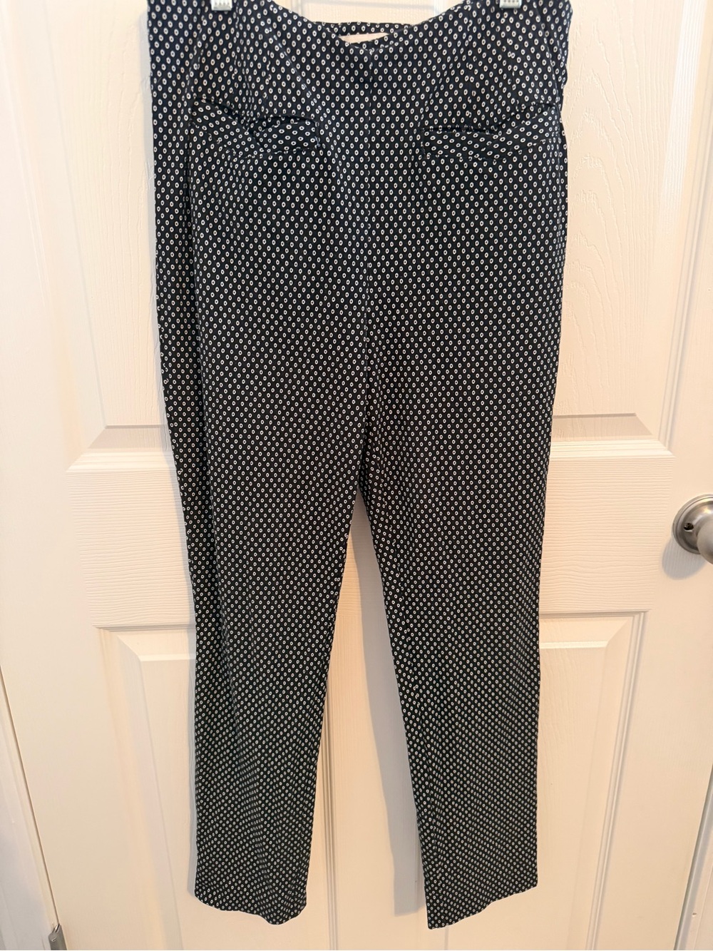 Anthropologie Black Pants with White Polka Dot Print